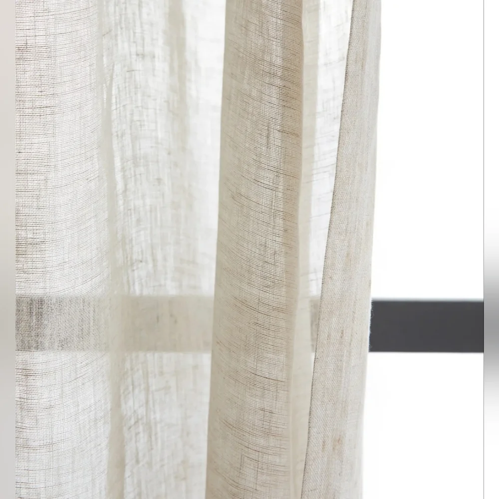 4 Panels! -NWT! Quince 100% Linen Flax Sheer Curtains, 48